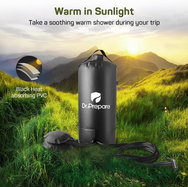 Dr. Prepare Portable Shower for Camping, 4/5 Gallons Camping Shower Bag, Portable Outdoor Shower with Pump for Hiking, Climbing, Pet Cleaning, Car Washing, Beach & Emergency - Image 4